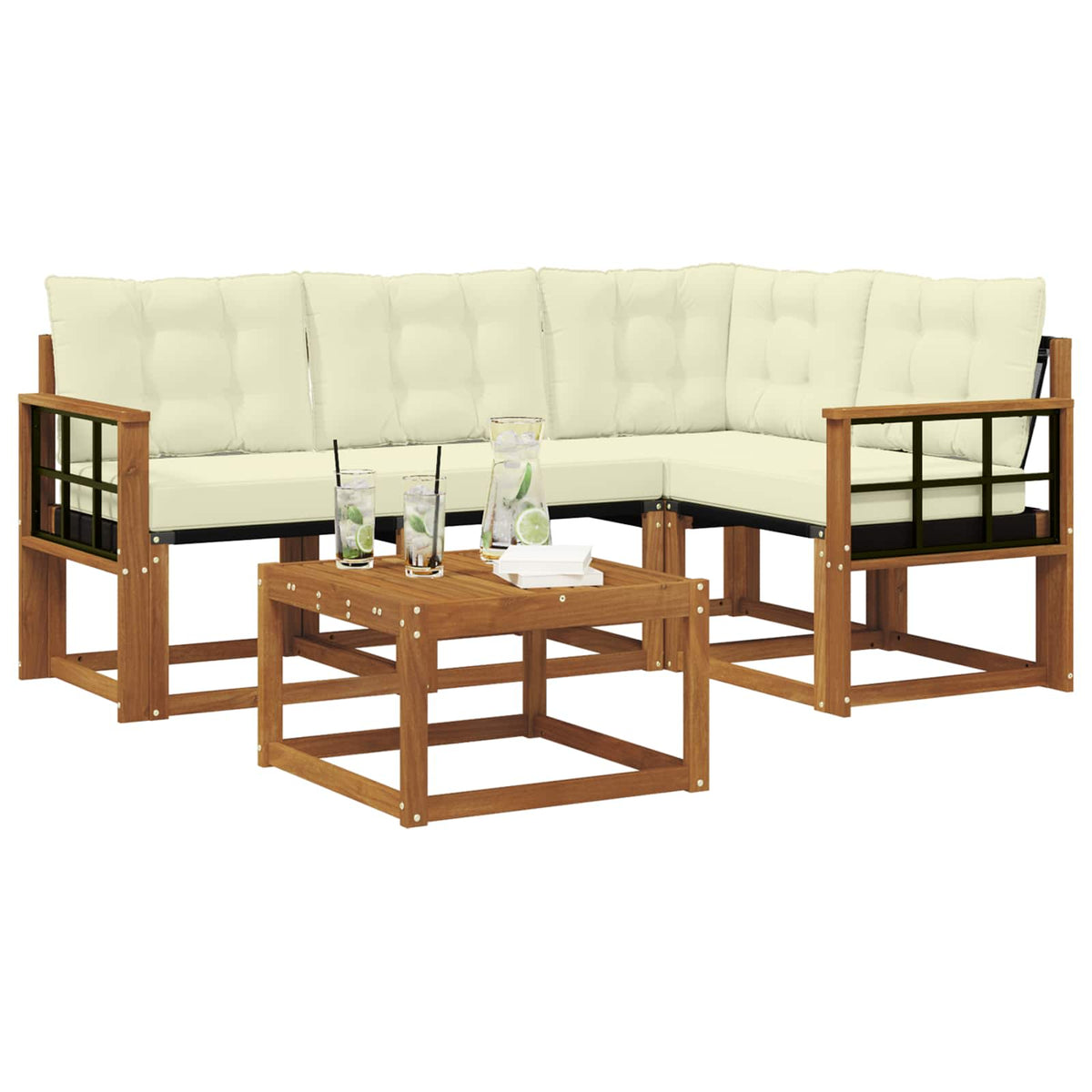 Set vanjskih sofa 5 kom. Prirodna i krem