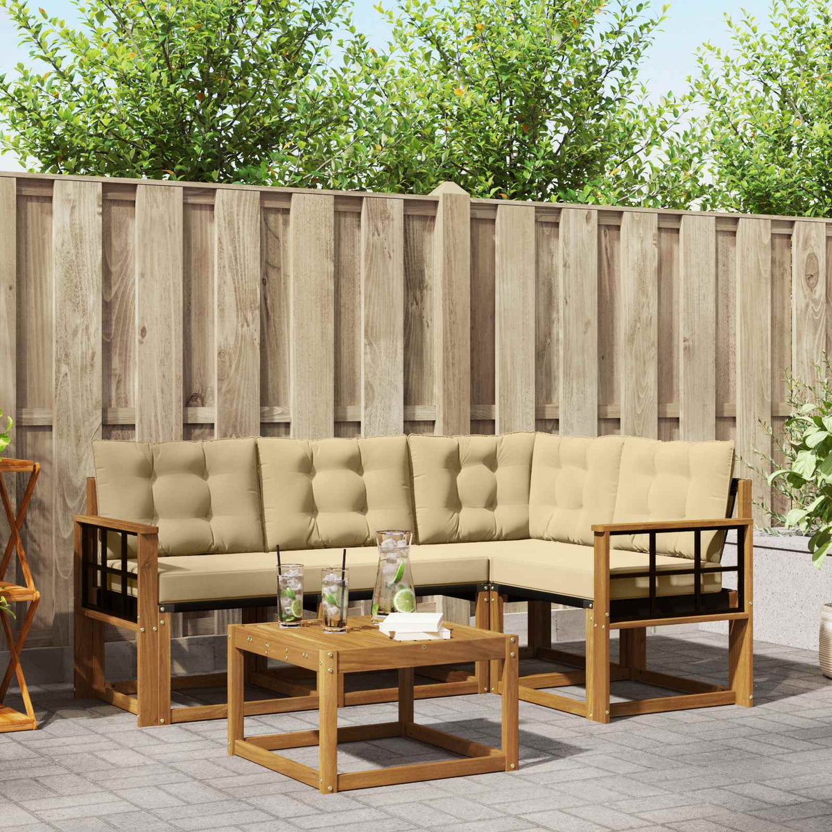 Set vanjskih sofa 5 kom. Prirodna i bež