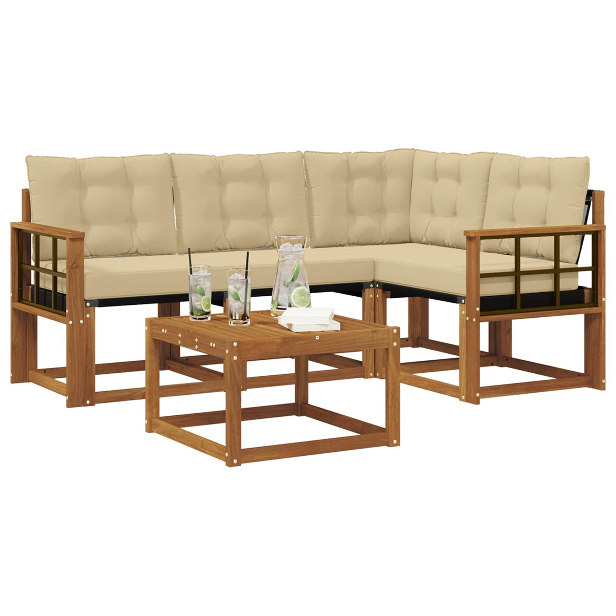 Set vanjskih sofa 5 kom. Prirodna i bež