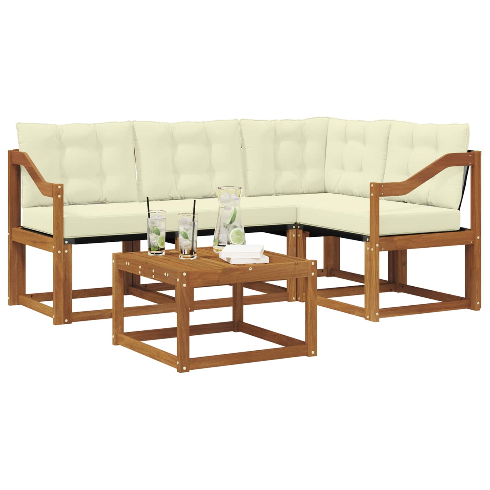 Set vanjskih sofa 5 kom. Prirodna i krem