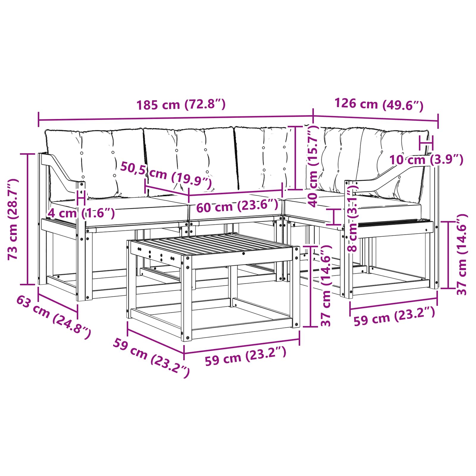 Set vanjskih sofa 5 kom. Prirodna i krem