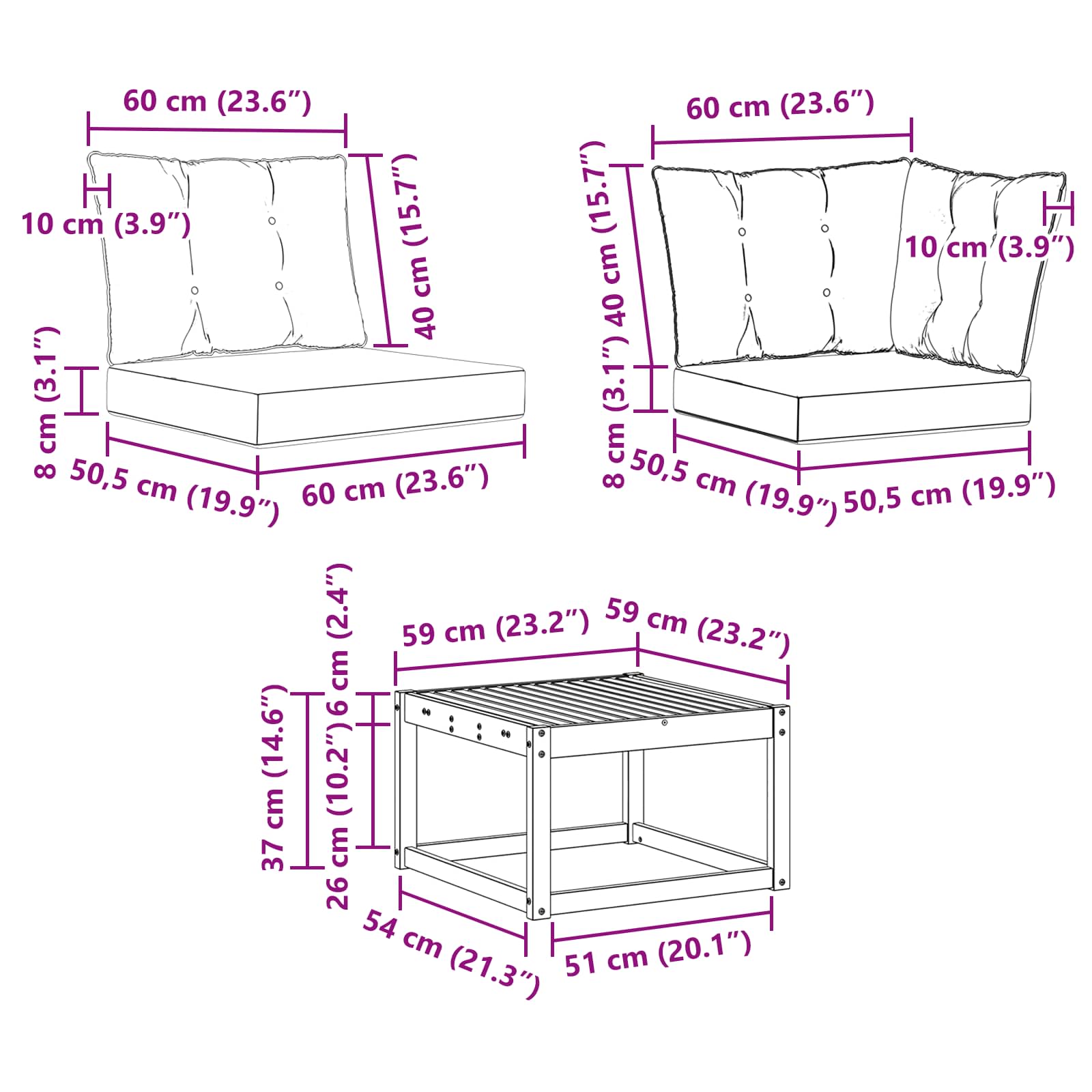 Set vanjskih sofa 5 kom. Prirodna i krem