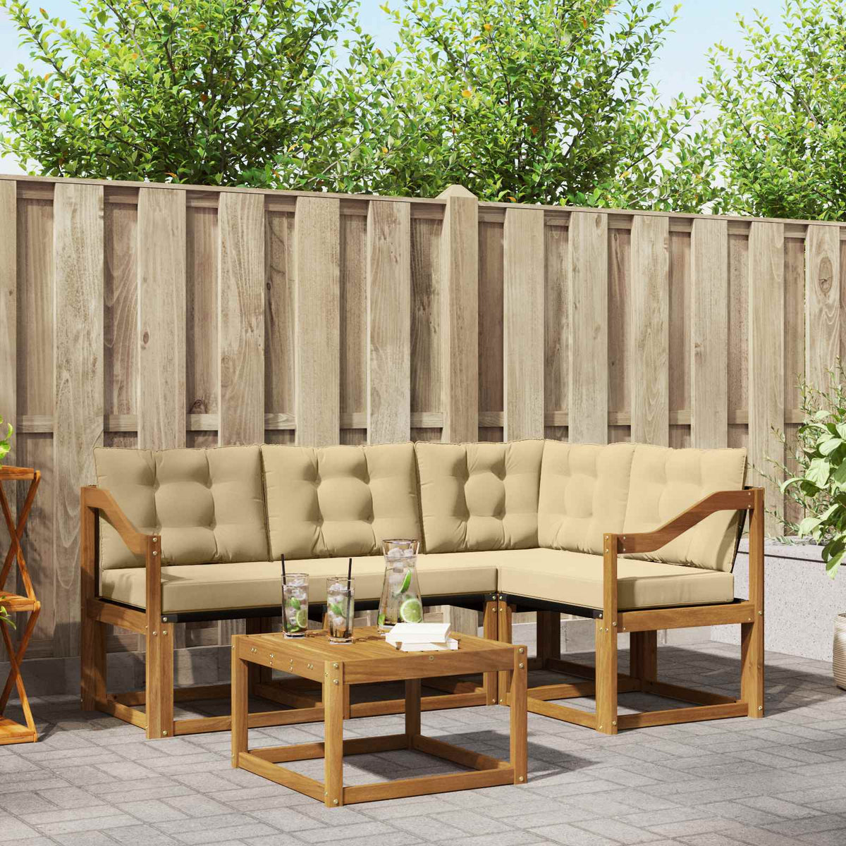 Set vanjskih sofa 5 kom. Prirodna i bež