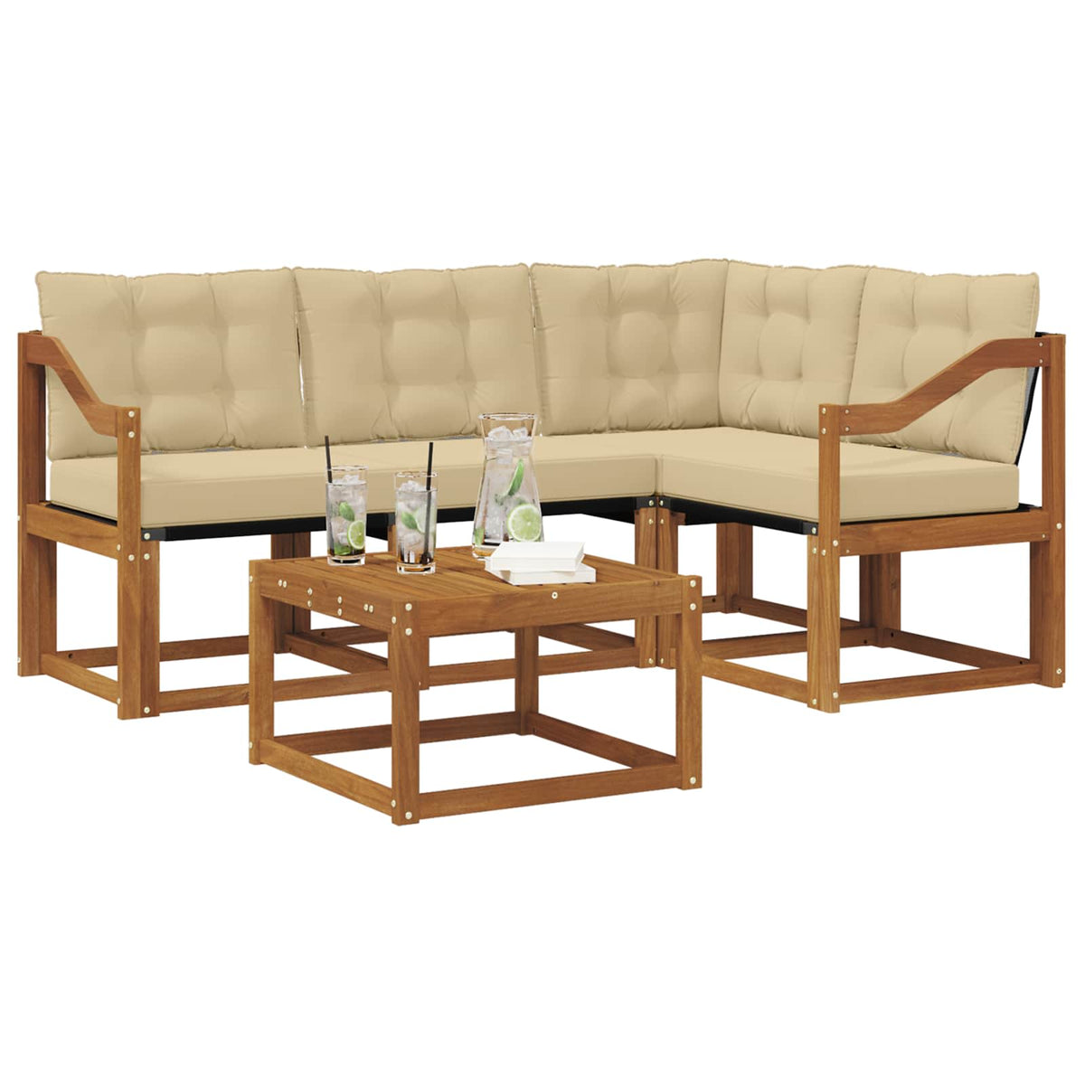 Set vanjskih sofa 5 kom. Prirodna i bež