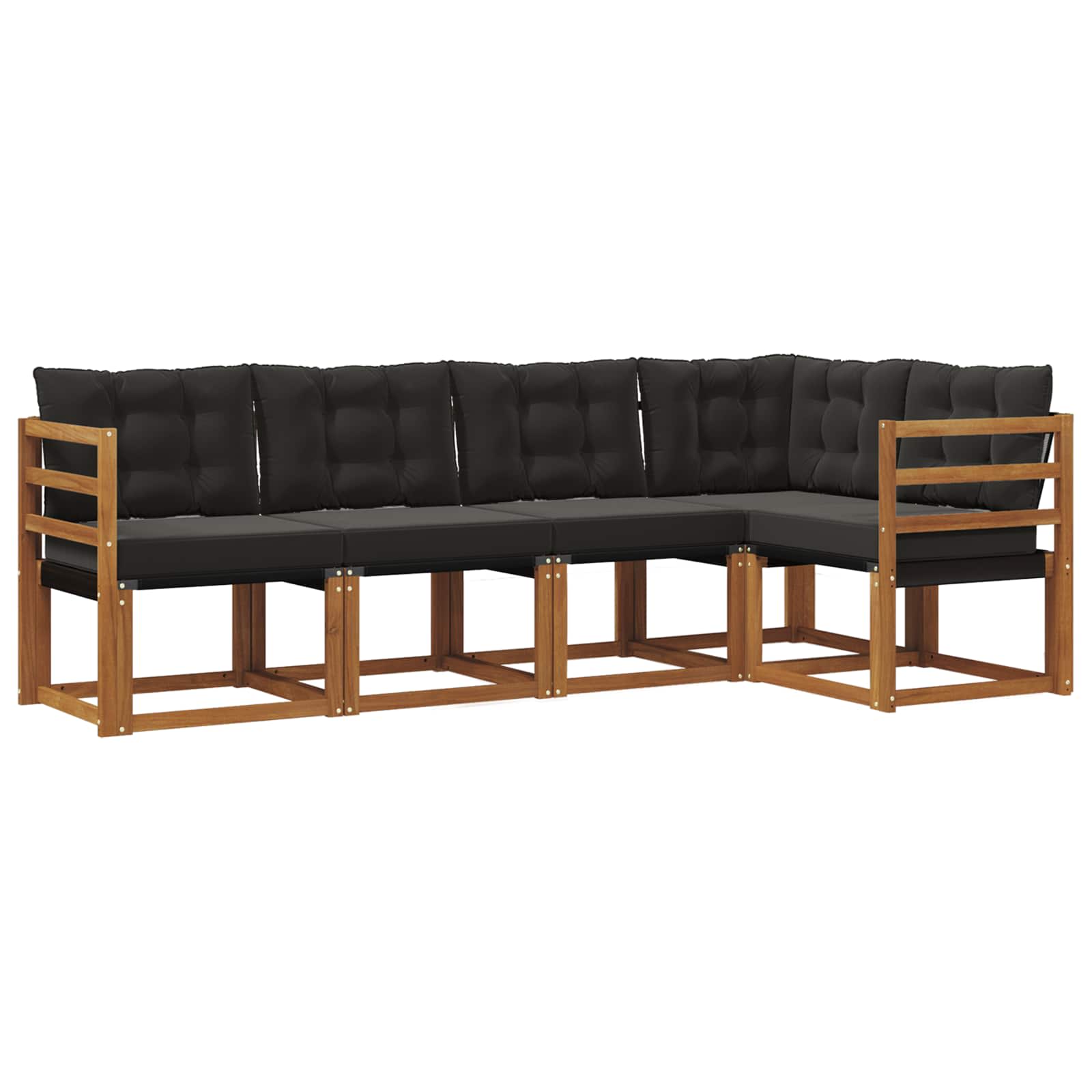 Set vanjskih sofa s jastukom 5 pcs Prirodna i crna