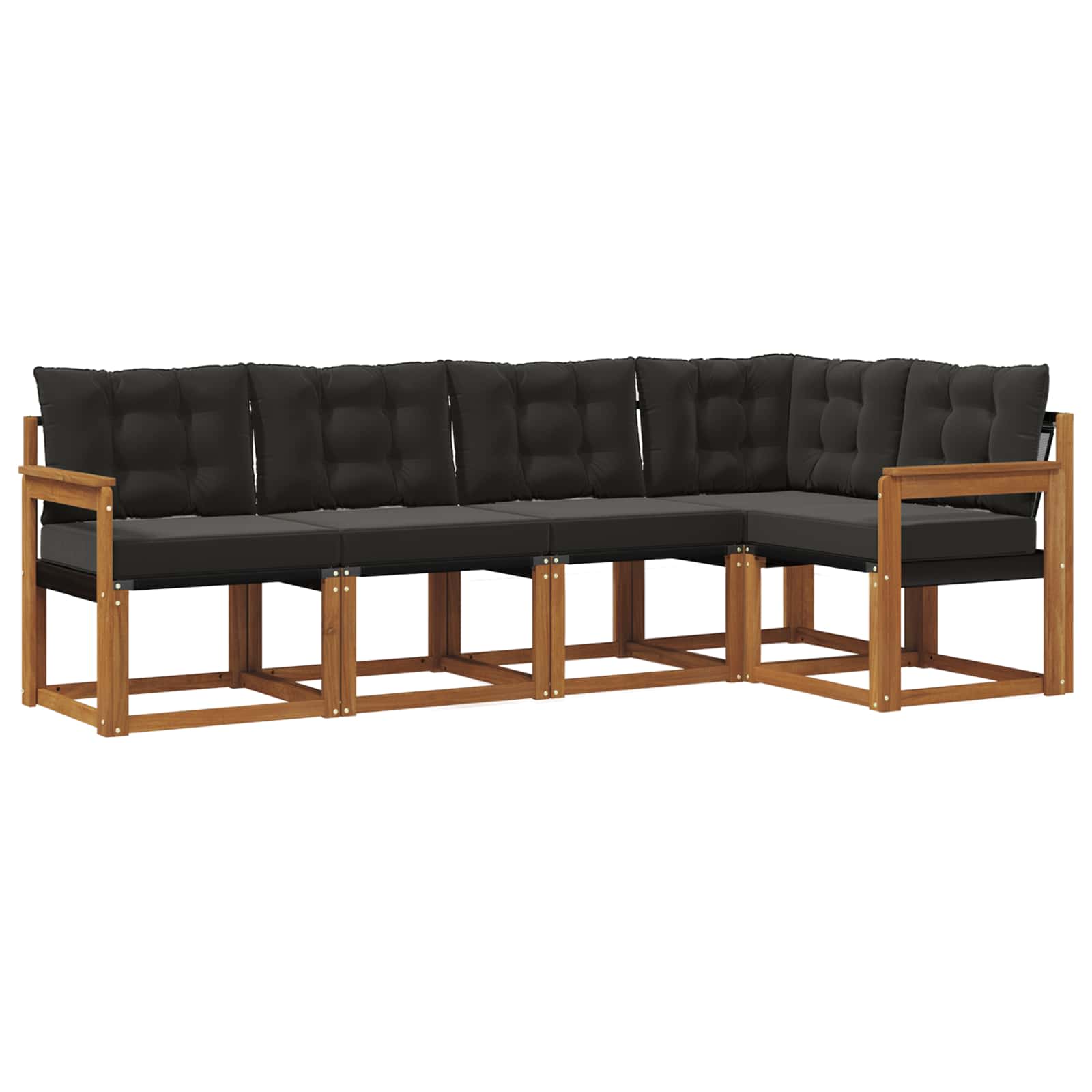 Set vanjskih sofa s jastukom 5 pcs Prirodna i crna