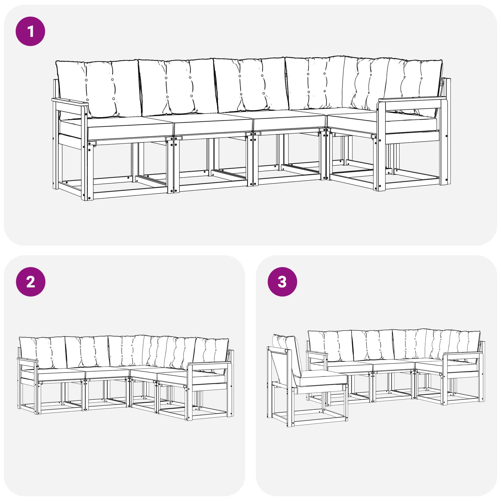 Set vanjskih sofa s jastukom 5 pcs Prirodna i crna