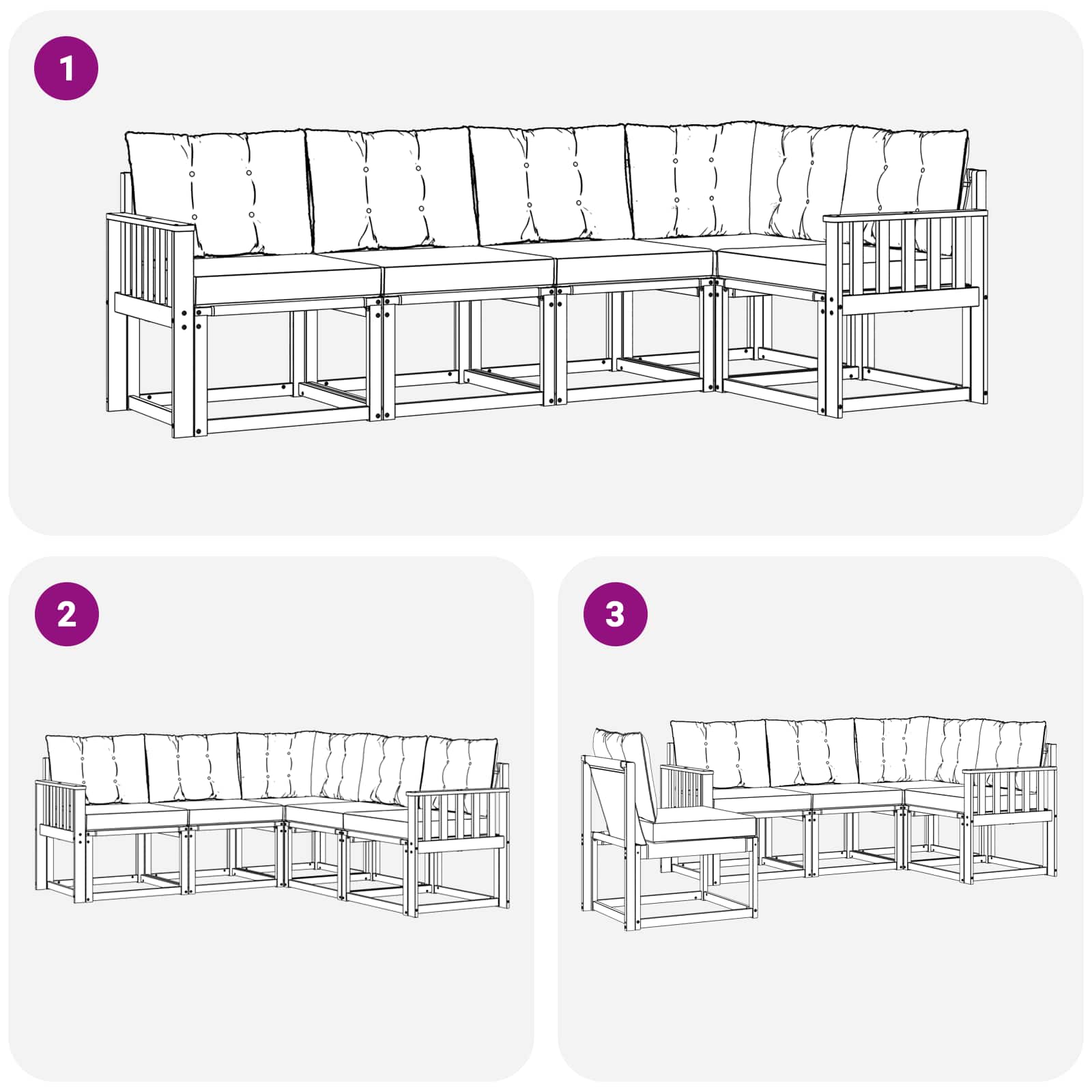 Set vanjskih sofa s jastukom 5 pcs Prirodna i crna