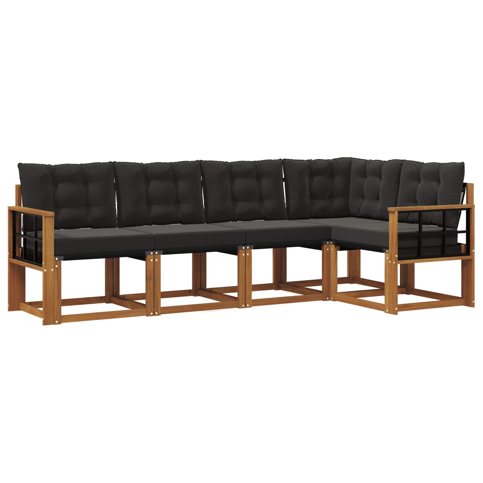 Set vanjskih sofa s jastukom 5 pcs Prirodna i crna