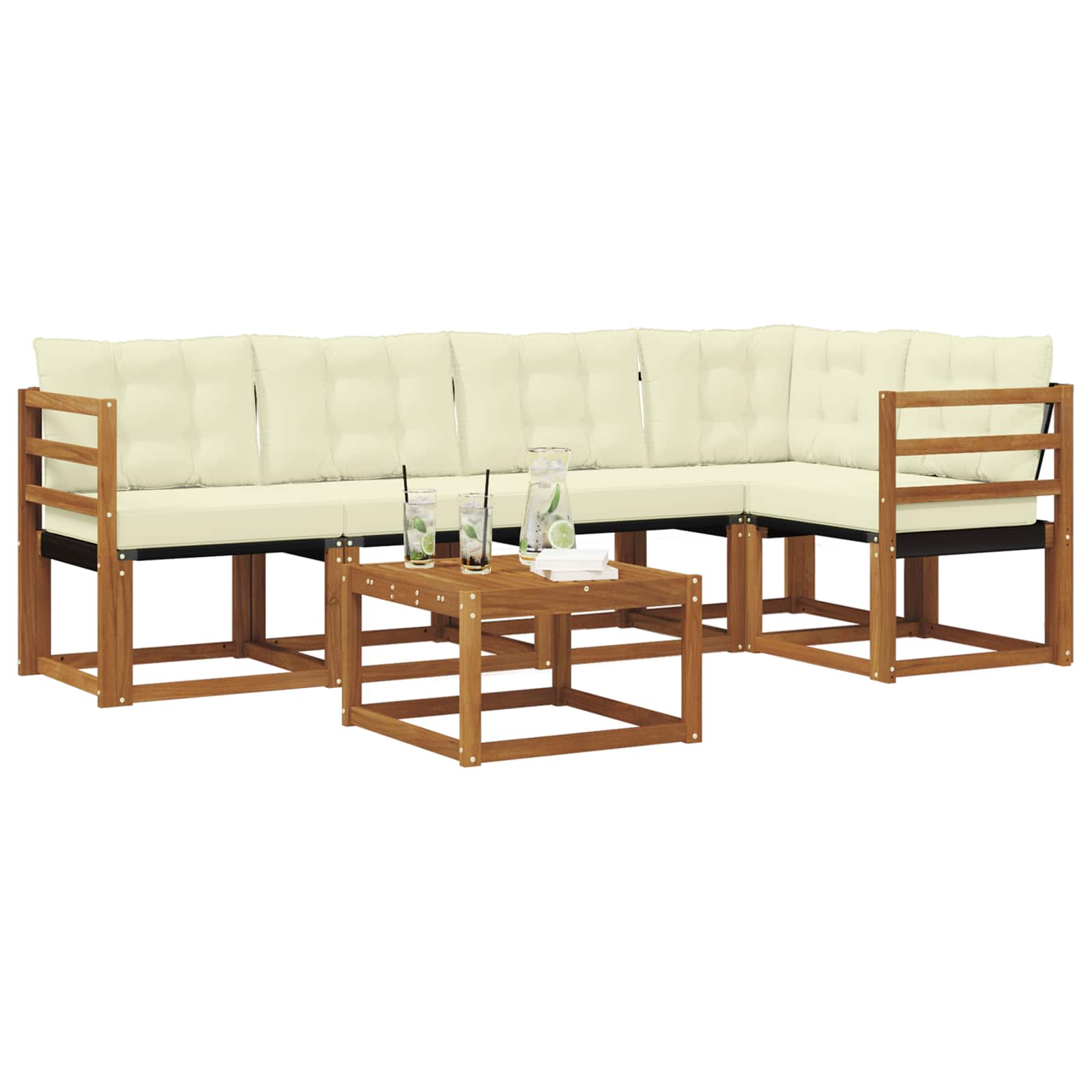 Set vanjskih sofa 6 kom. Prirodna i krem