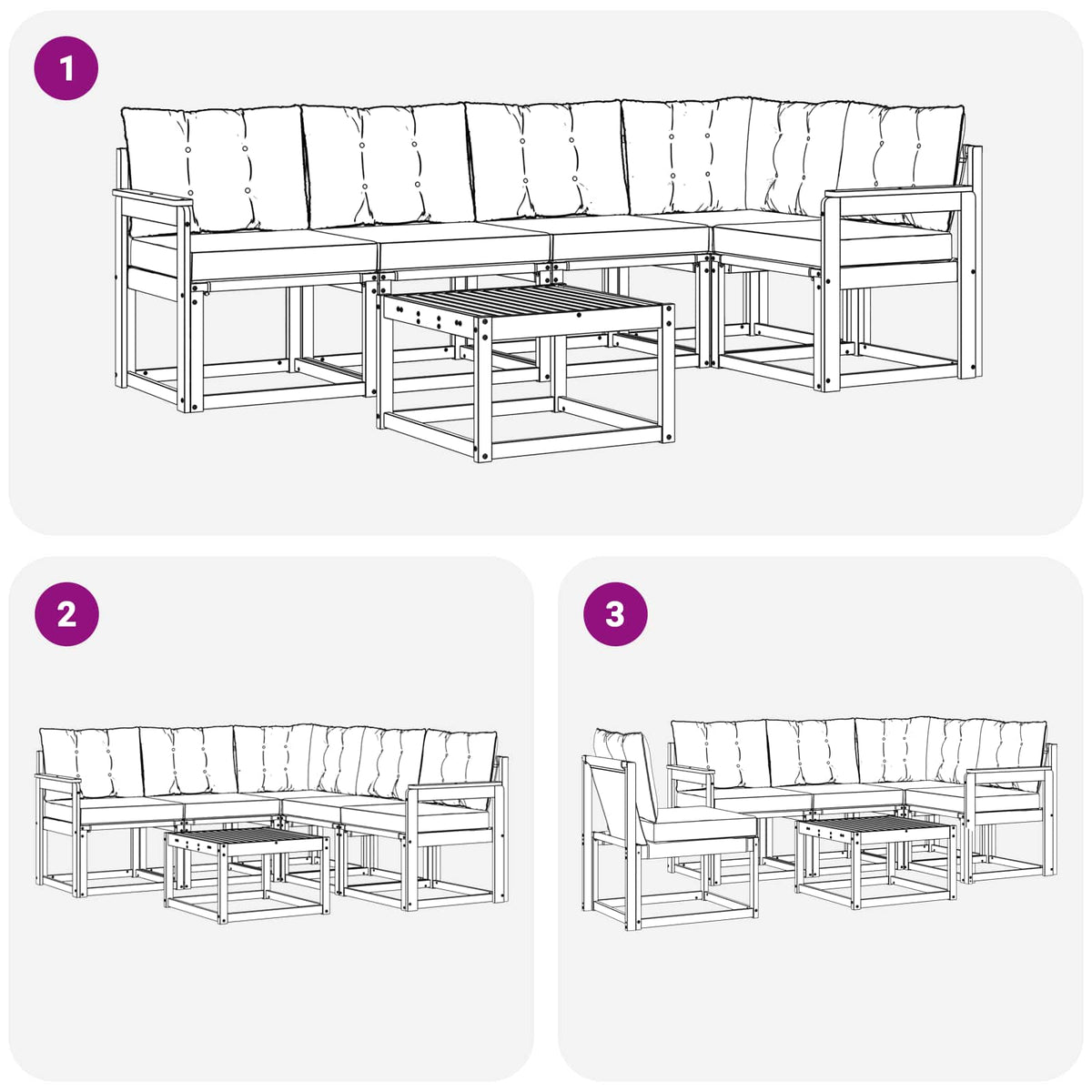 Set vanjskih sofa 6 kom. Prirodna i krem