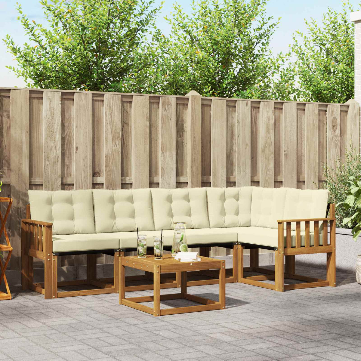 Set vanjskih sofa 6 kom. Prirodna i krem