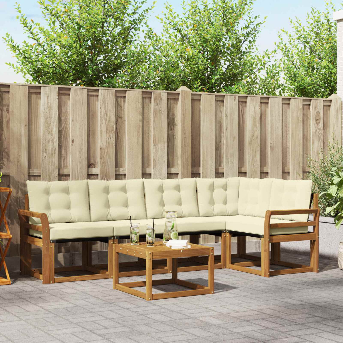 Set vanjskih sofa 6 kom. Prirodna i krem