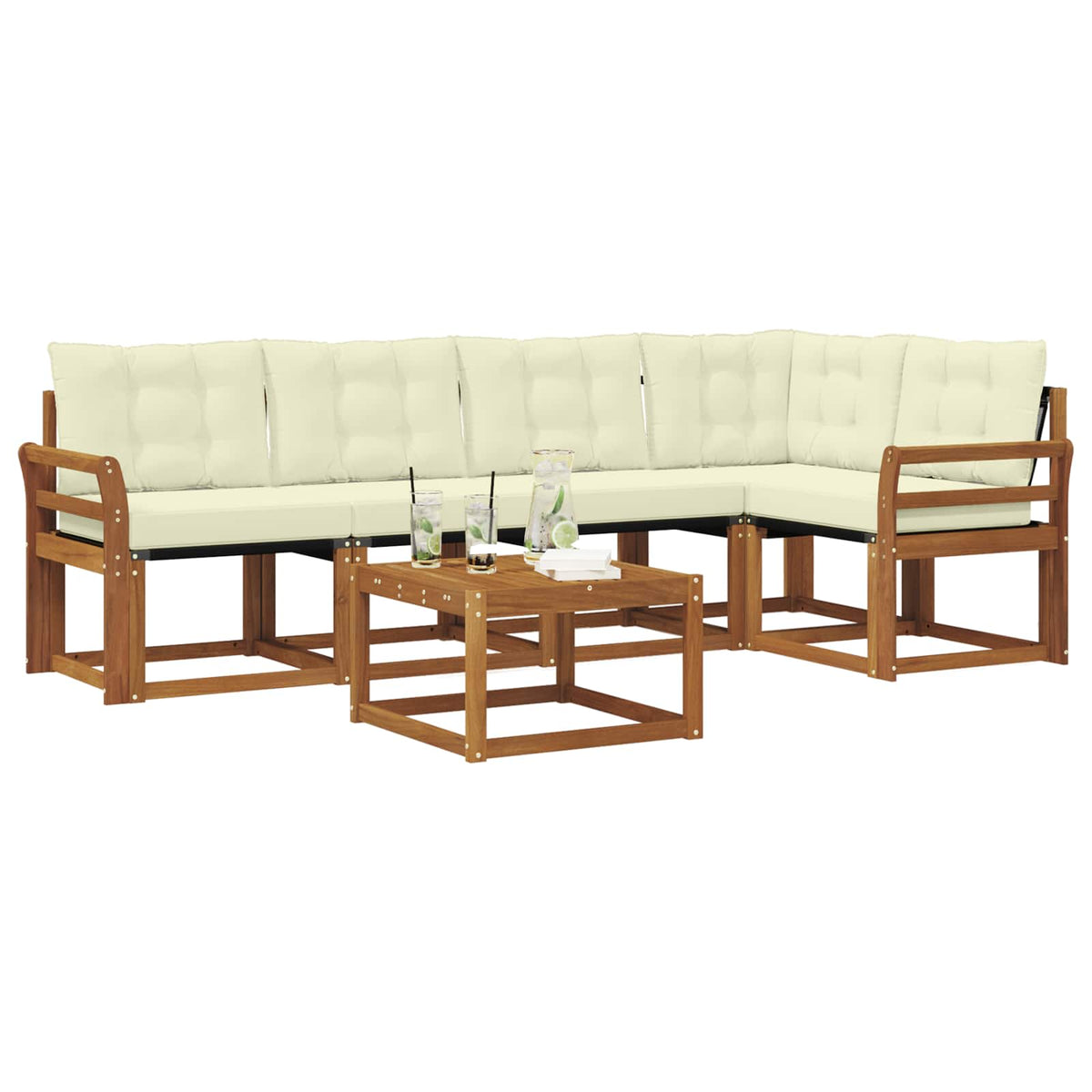 Set vanjskih sofa 6 kom. Prirodna i krem