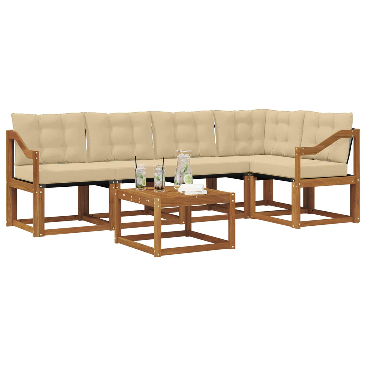 Set vanjskih sofa 6 kom. Prirodna i bež
