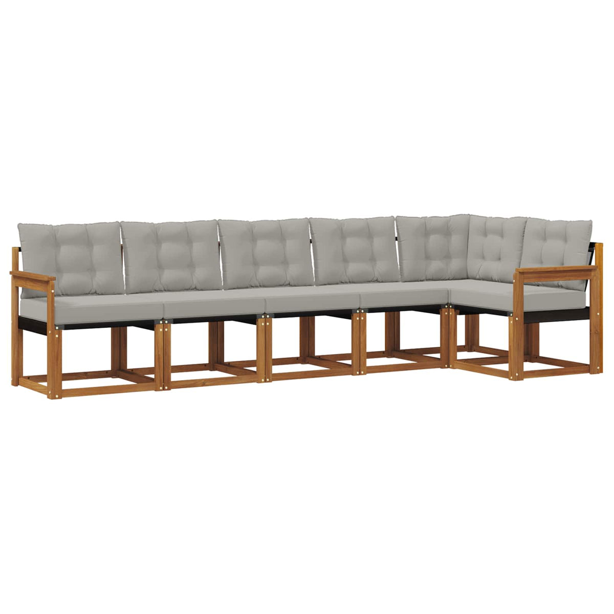 Set vanjskih sofa 6 kom. Prirodna i svijetlo siva Smeđa 306 x 128,5 x 73 cm