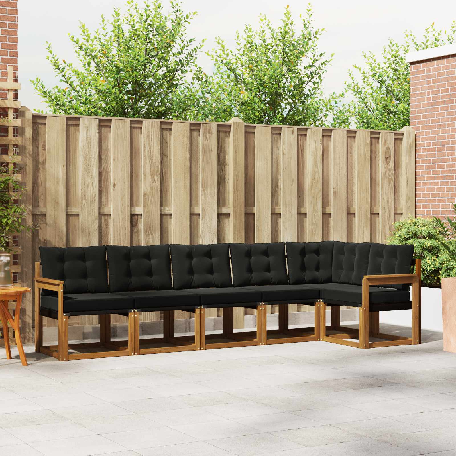 Set vanjskih sofa s jastukom 6 pcs Prirodna i crna