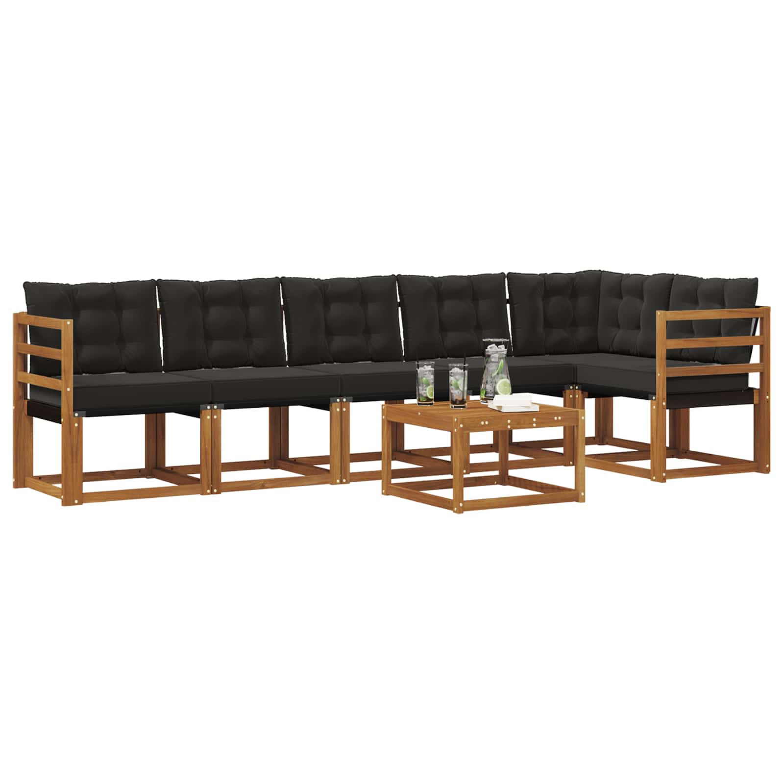 Set vanjskih sofa s jastukom 7 pcs Prirodna i crna
