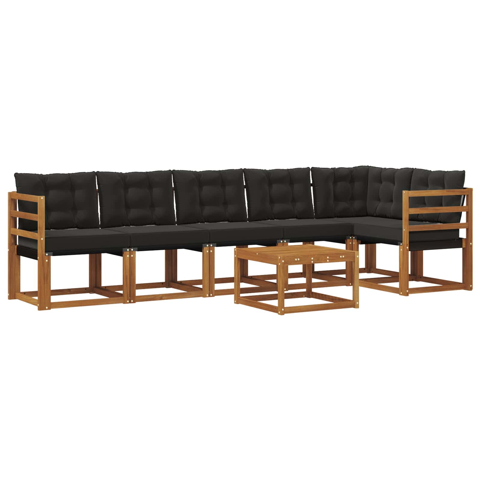 Set vanjskih sofa s jastukom 7 pcs Prirodna i crna