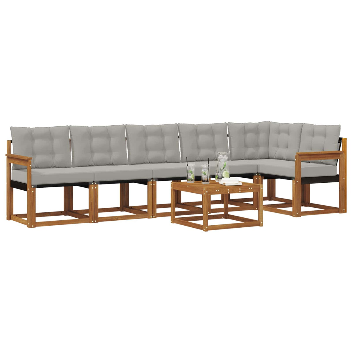 Set vanjskih sofa 7 kom. Prirodna i svijetlo siva