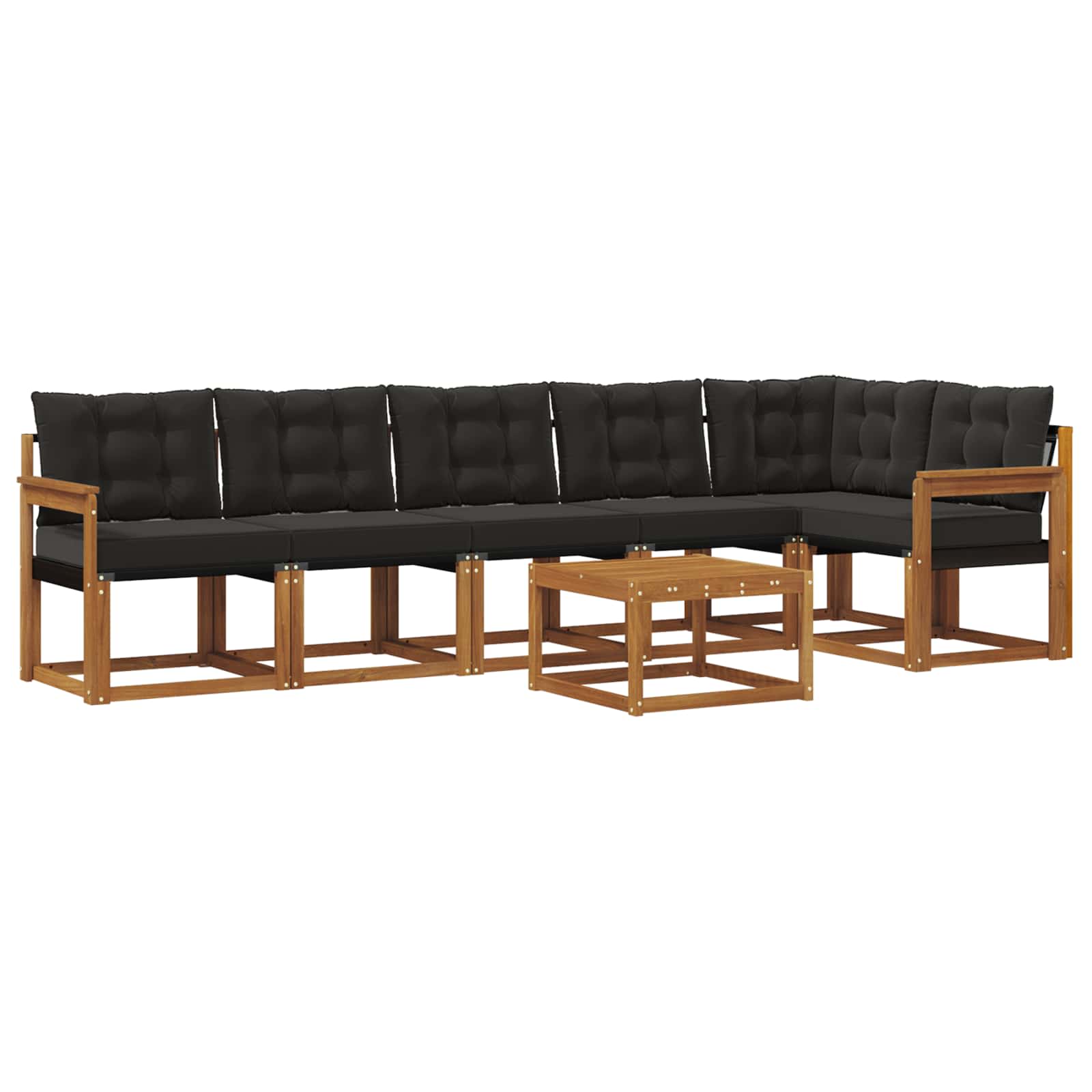 Set vanjskih sofa s jastukom 7 pcs Prirodna i crna