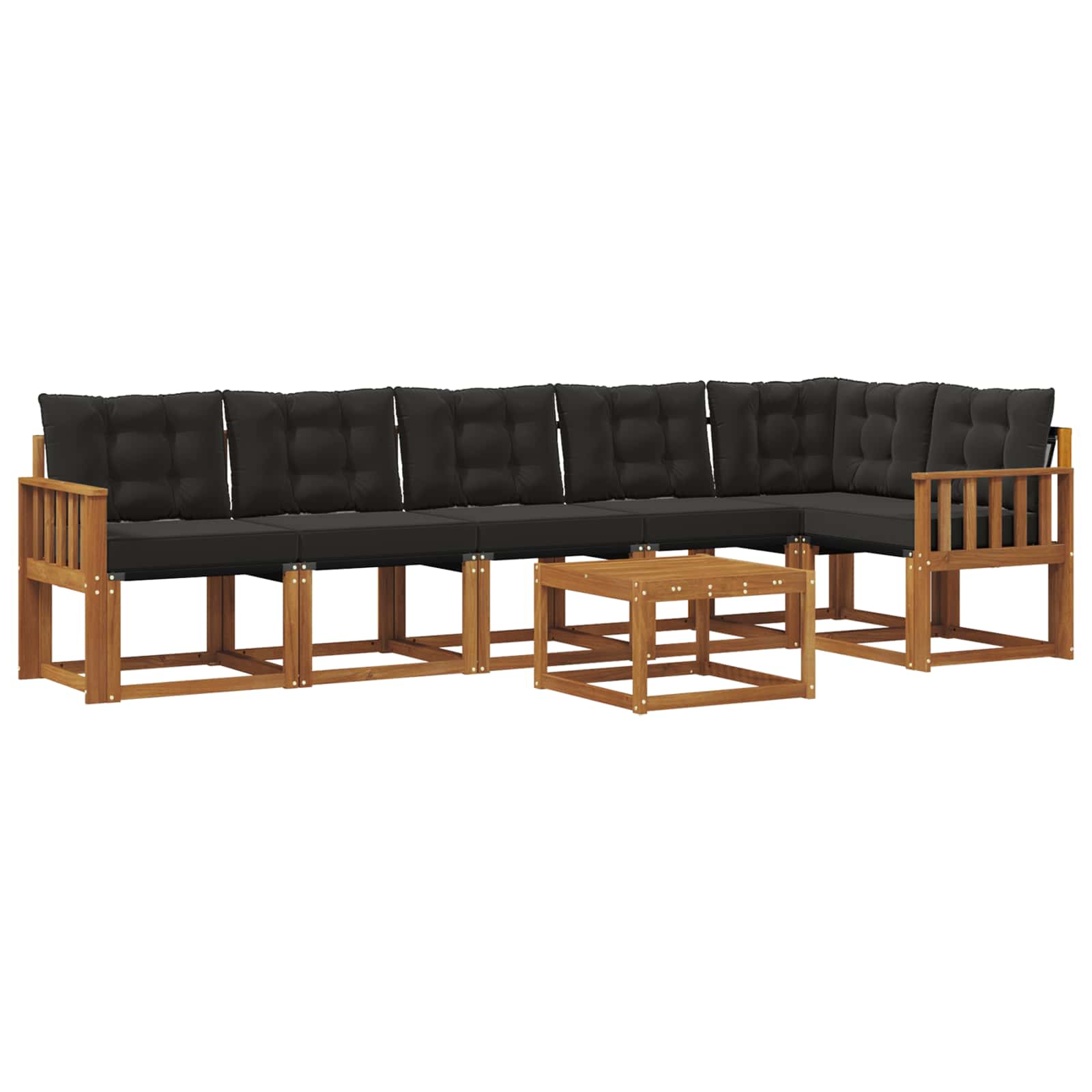Set vanjskih sofa 7 kom. Prirodna i crna