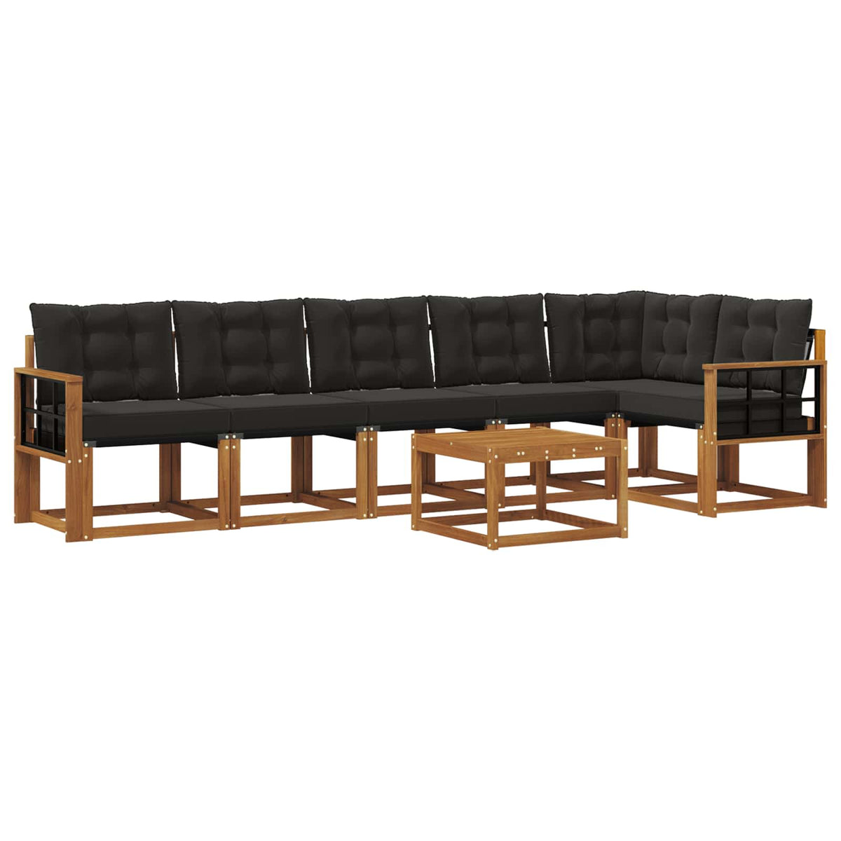 Set vanjskih sofa 7 kom. Prirodna i crna