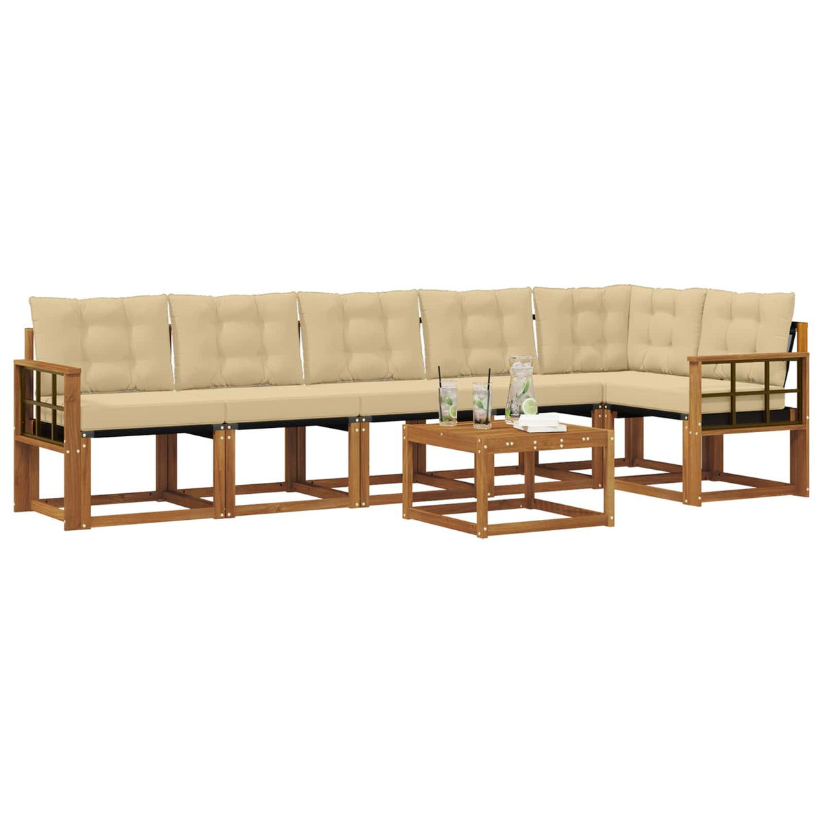 Set vanjskih sofa 7 kom. Prirodna i bež