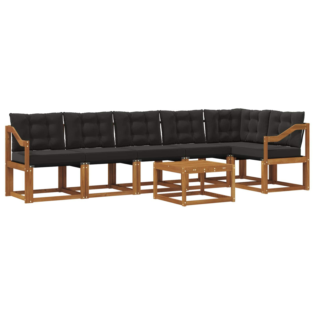 Set vanjskih sofa 7 kom. Prirodna i crna