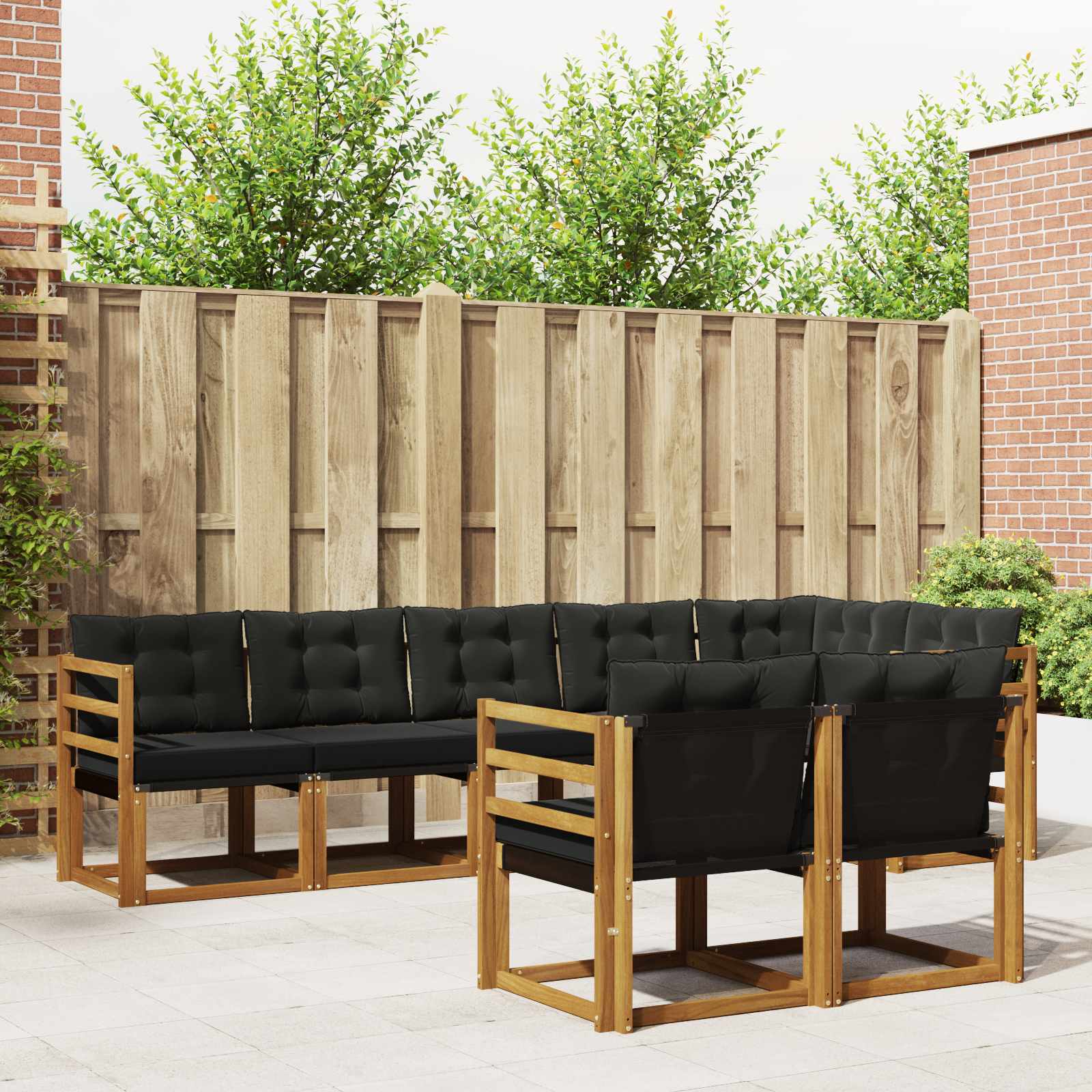Set vanjskih sofa s jastukom 8 pcs Prirodna i crna