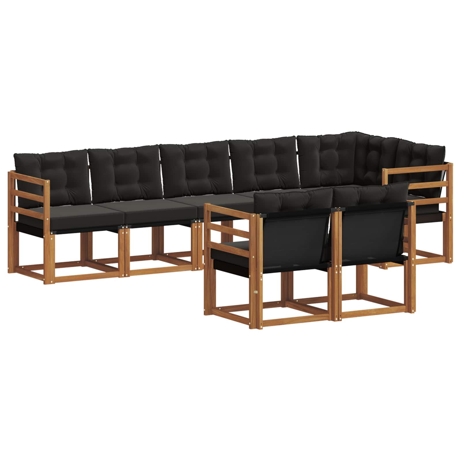 Set vanjskih sofa s jastukom 8 pcs Prirodna i crna