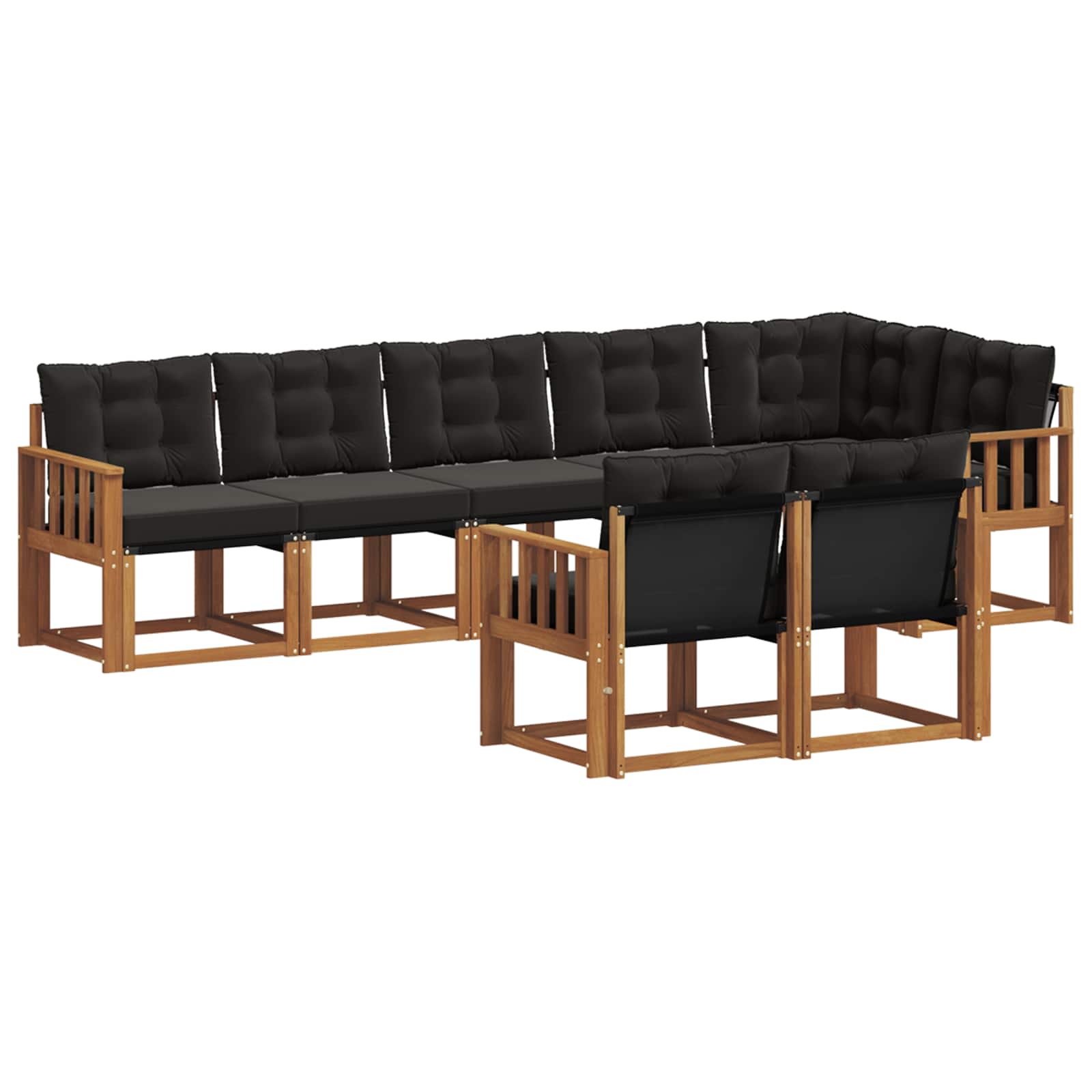 Set vanjskih sofa s jastukom 8 pcs Prirodna i crna