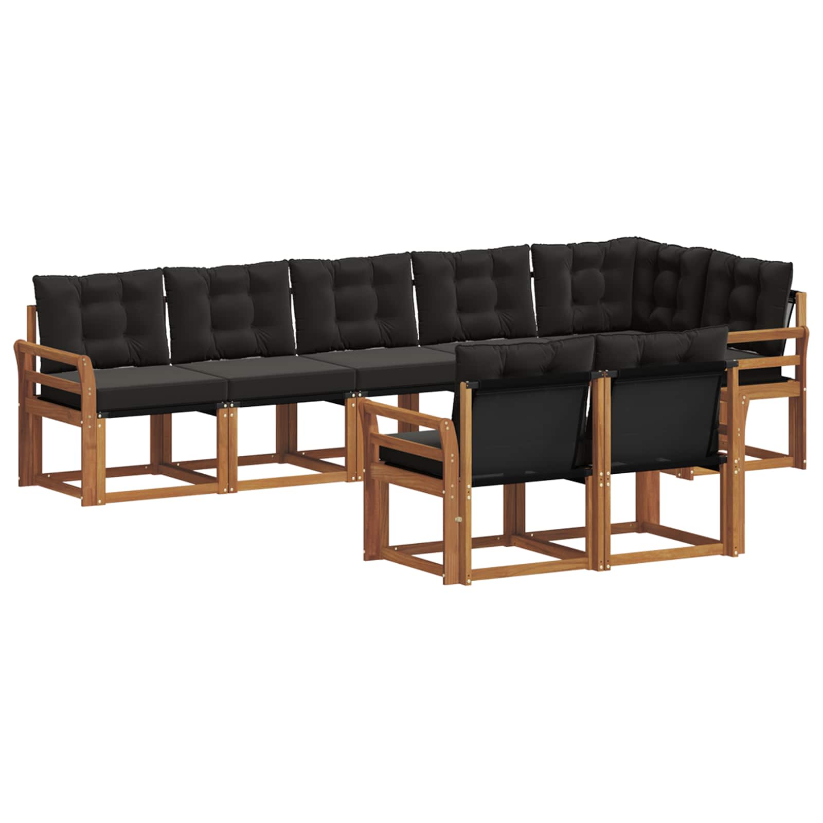 Set vanjskih sofa s jastukom 8 pcs Prirodna i crna