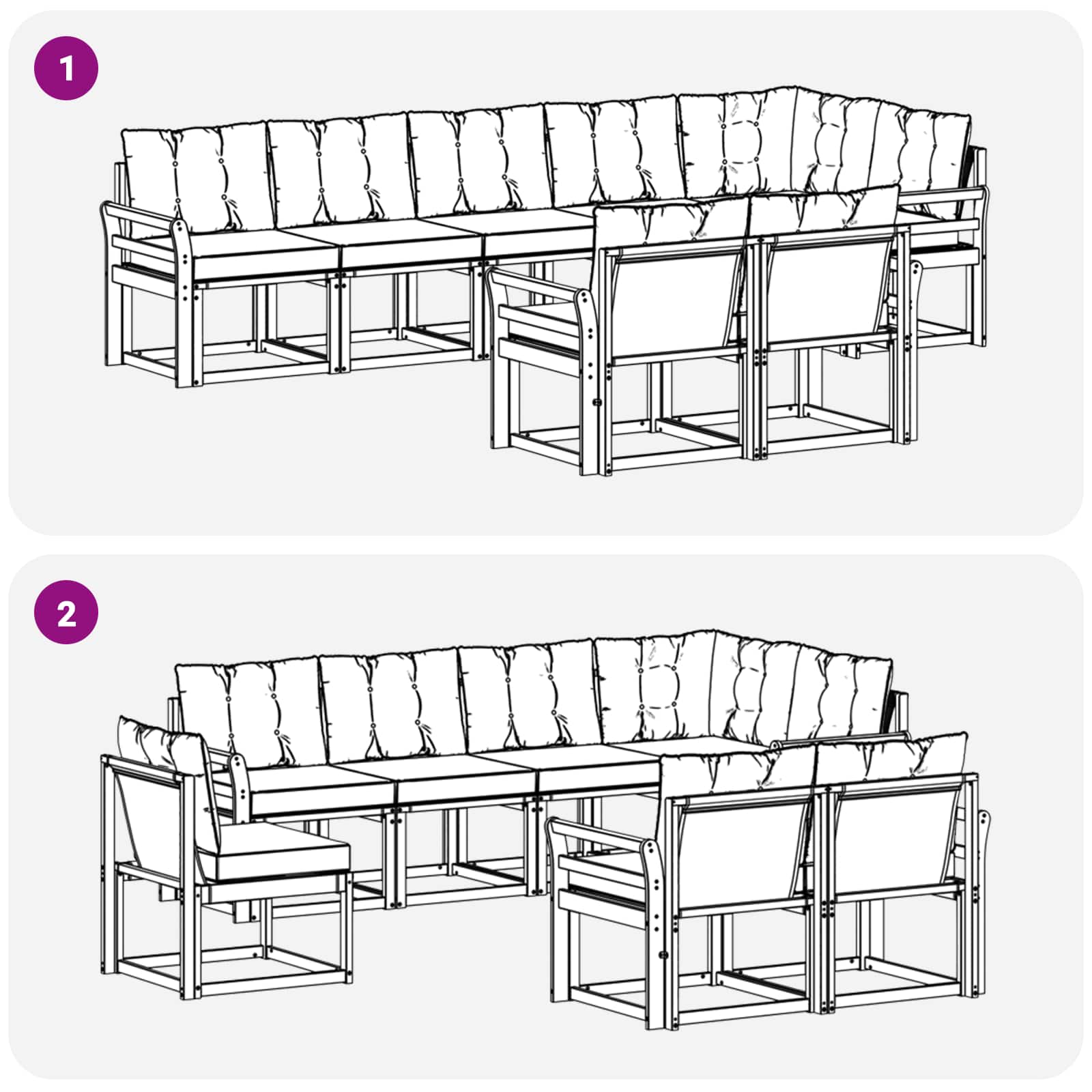 Set vanjskih sofa s jastukom 8 pcs Prirodna i crna