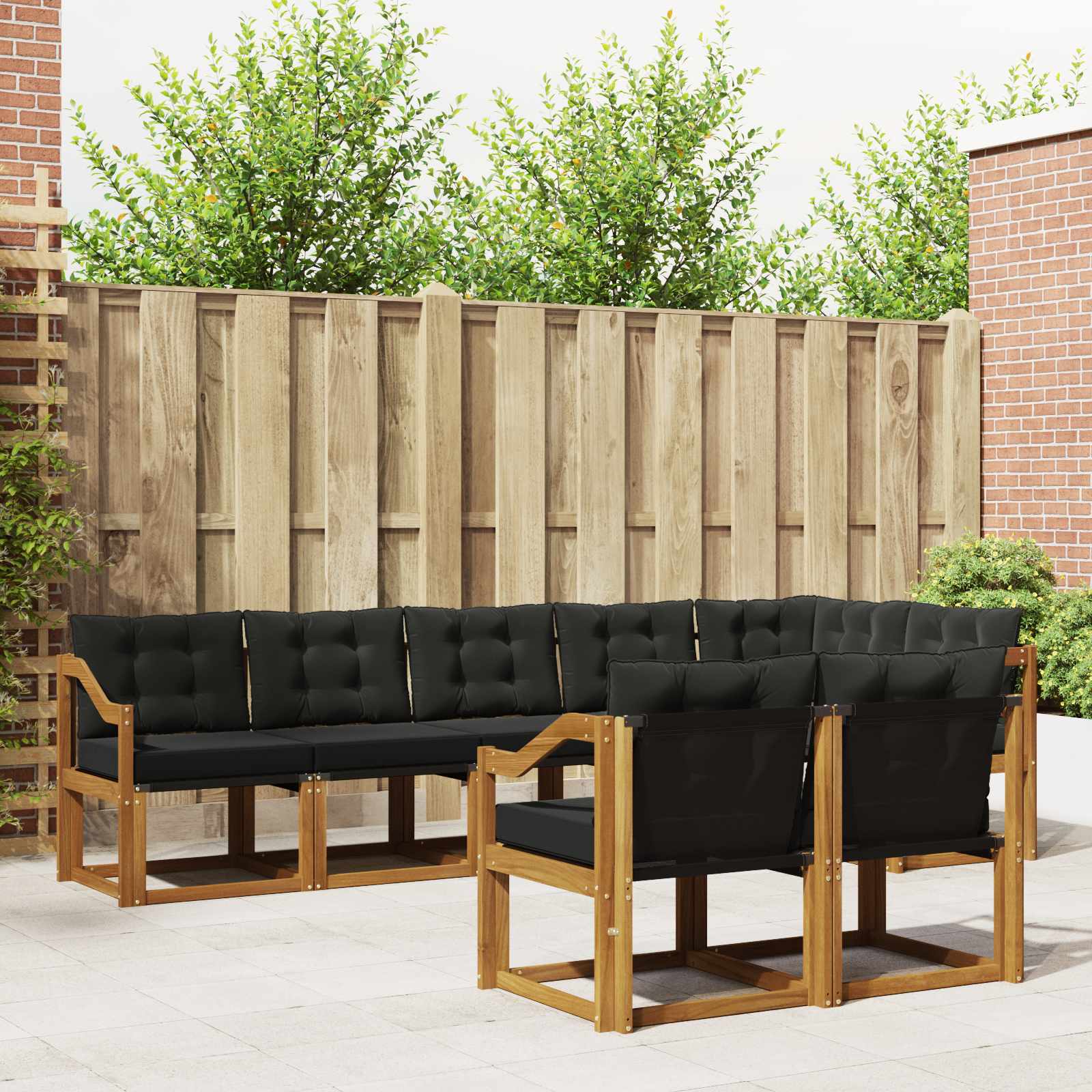 Set vanjskih sofa s jastukom 8 pcs Prirodna i crna