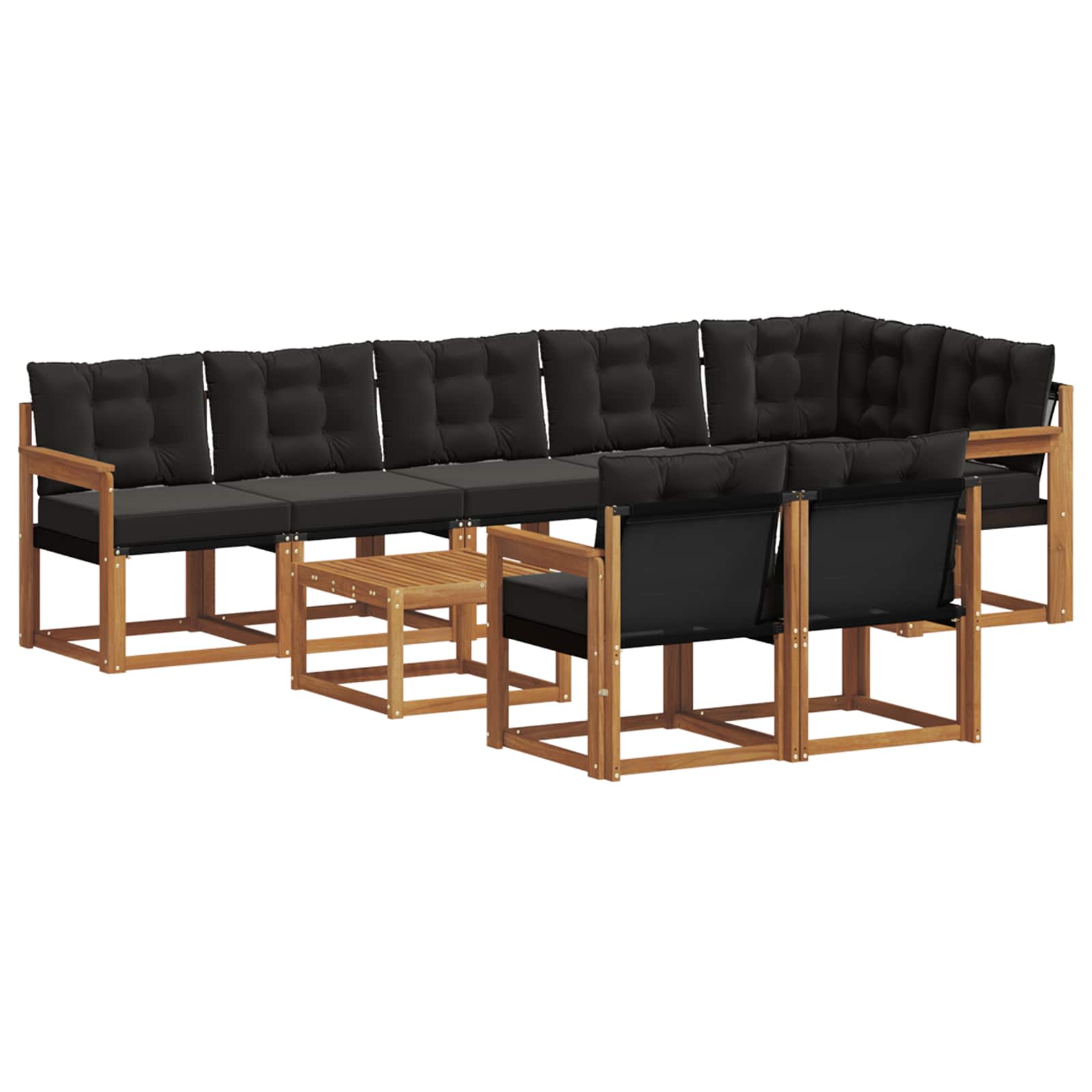 Set vanjskih sofa s jastukom 9 pcs Prirodna i crna