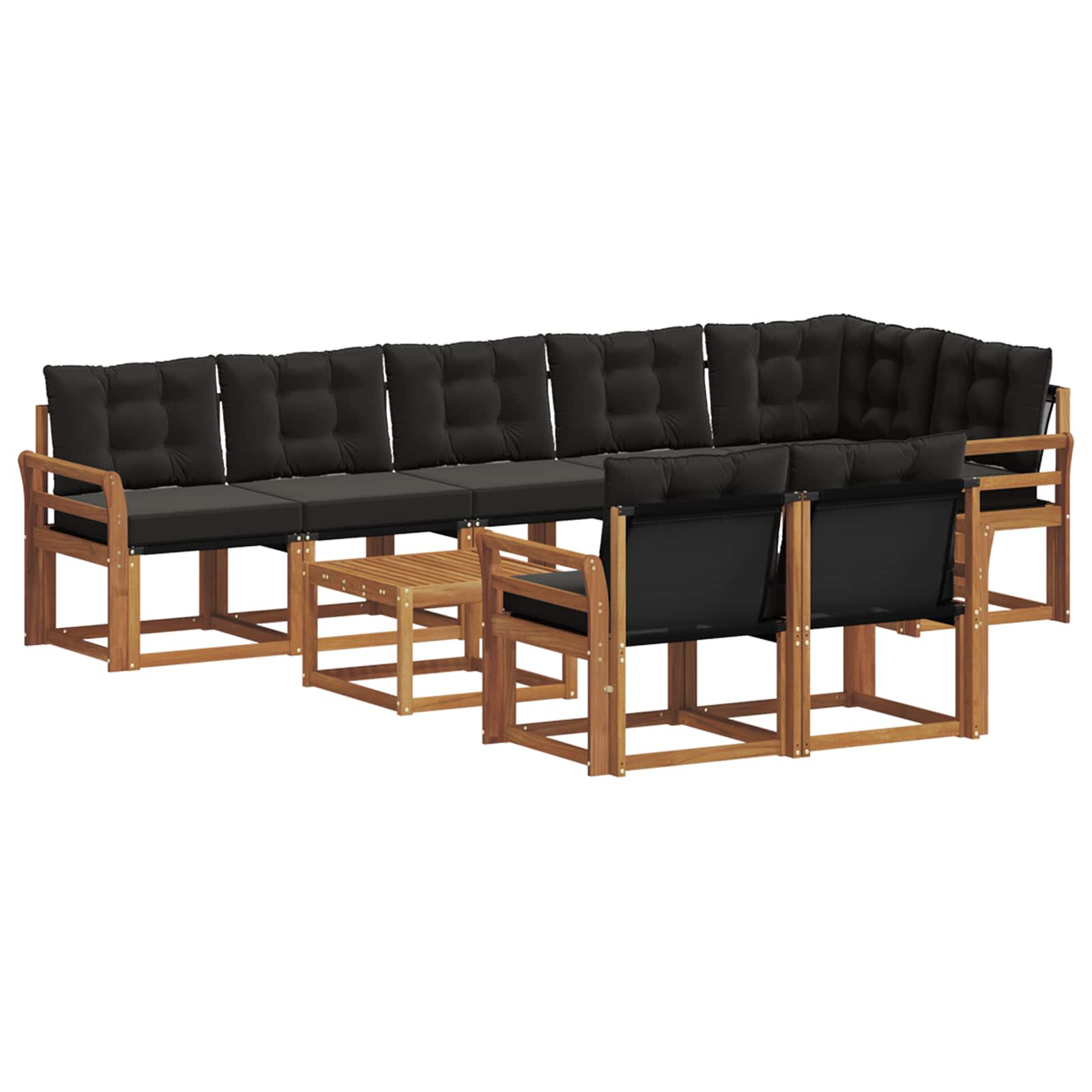 Set vanjskih sofa s jastukom 9 pcs Prirodna i crna