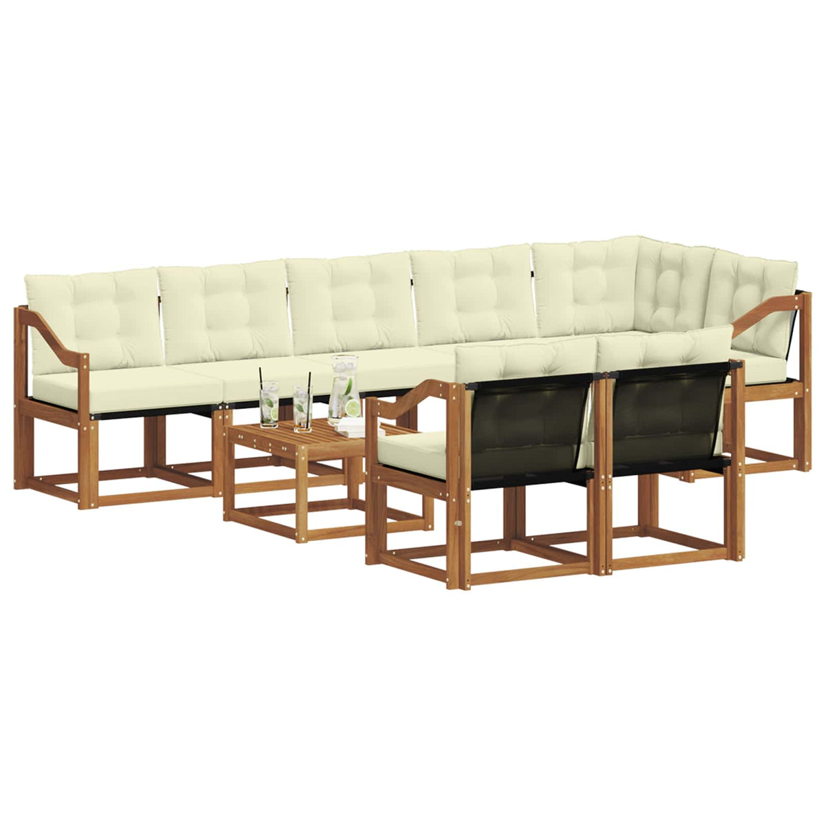 Set vanjskih sofa 9 kom. Prirodna i krem