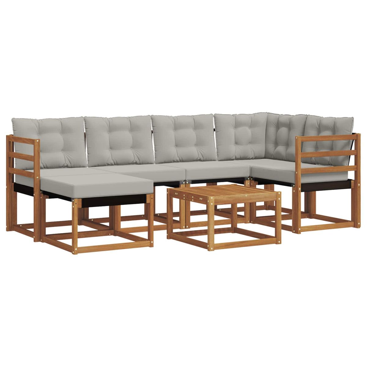 Set vanjskih sofa 7 kom. Prirodna i svijetlo siva