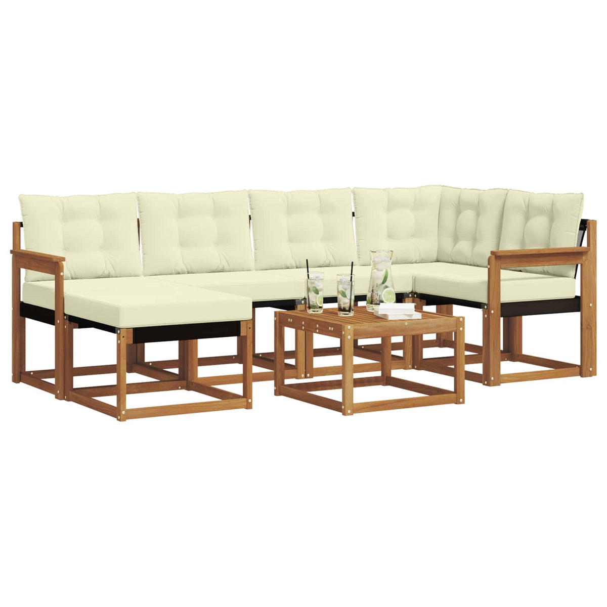 Set vanjskih sofa 7 kom. Prirodna i krem