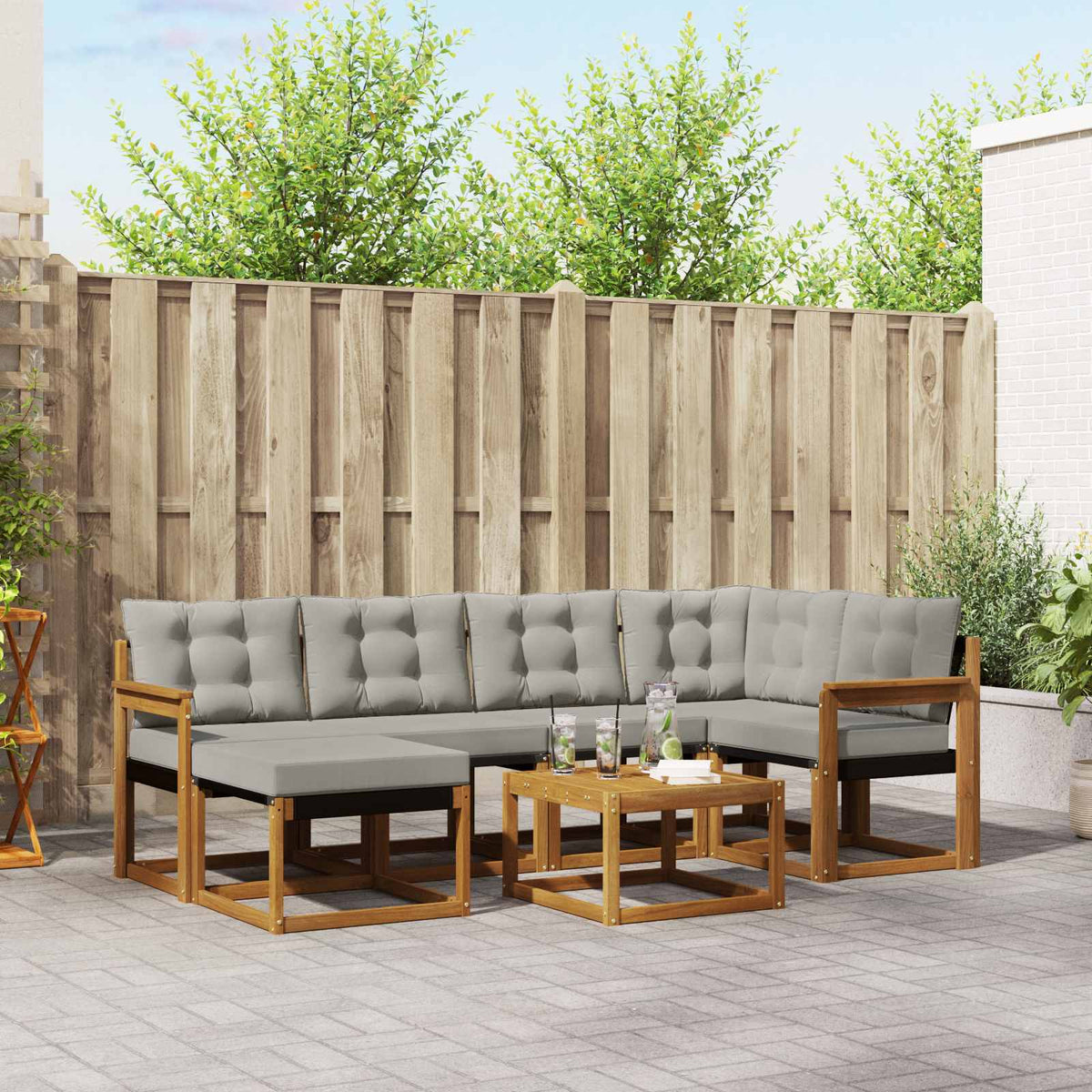 Set vanjskih sofa 7 kom. Prirodna i svijetlo siva