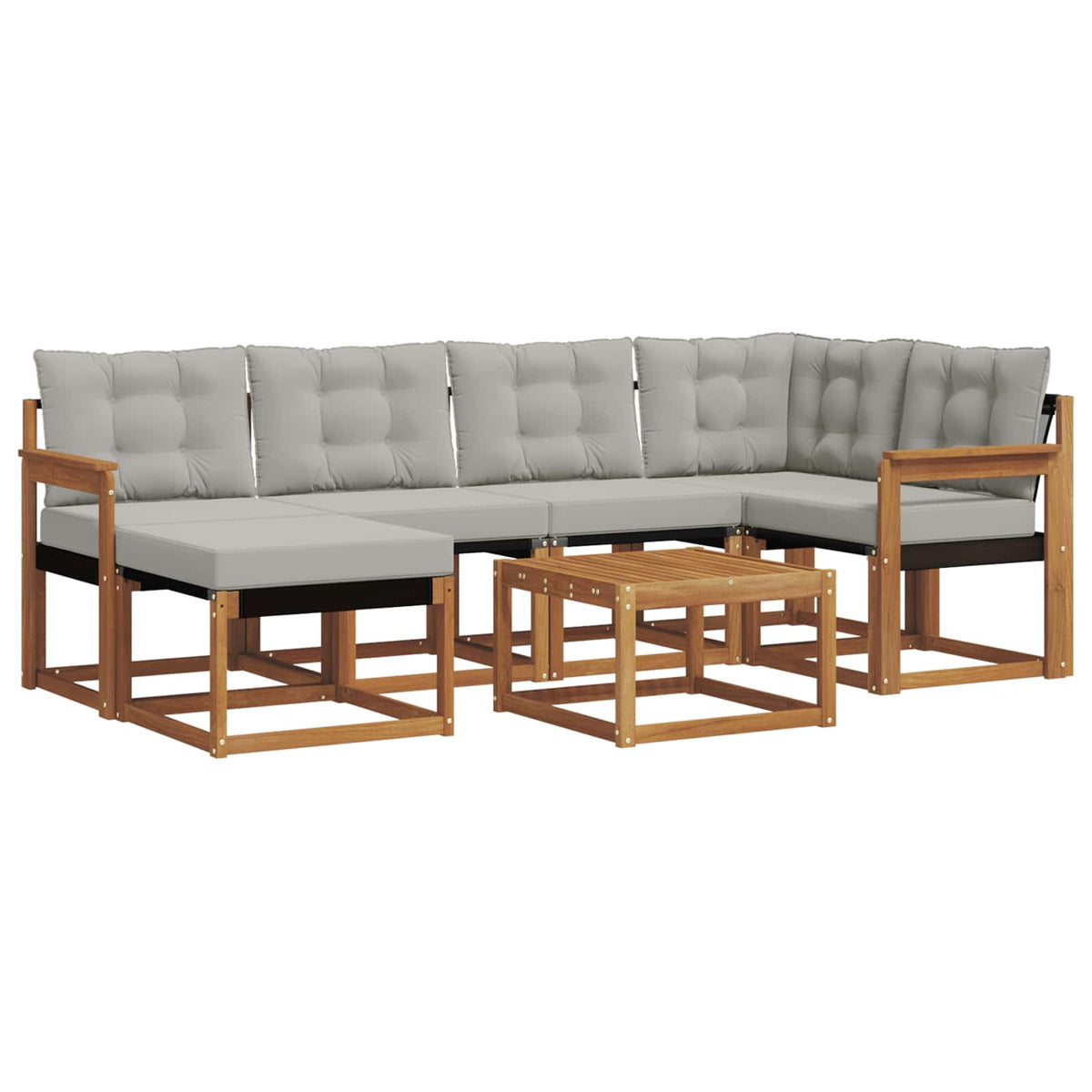 Set vanjskih sofa 7 kom. Prirodna i svijetlo siva
