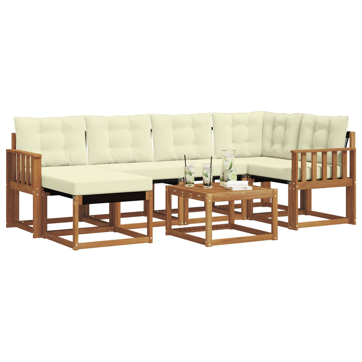 Set vanjskih sofa 7 kom. Prirodna i krem