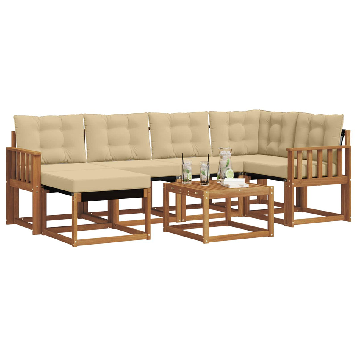 Set vanjskih sofa 7 kom. Prirodna i bež