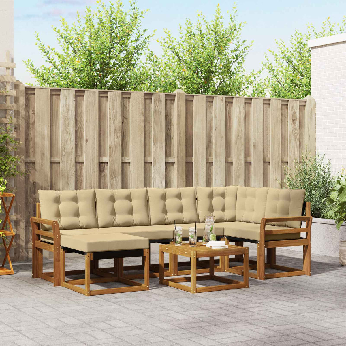 Set vanjskih sofa 7 kom. Prirodna i bež