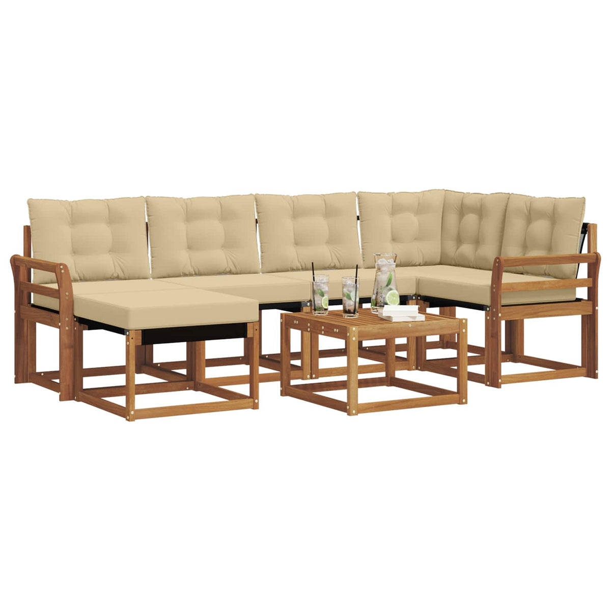 Set vanjskih sofa 7 kom. Prirodna i bež