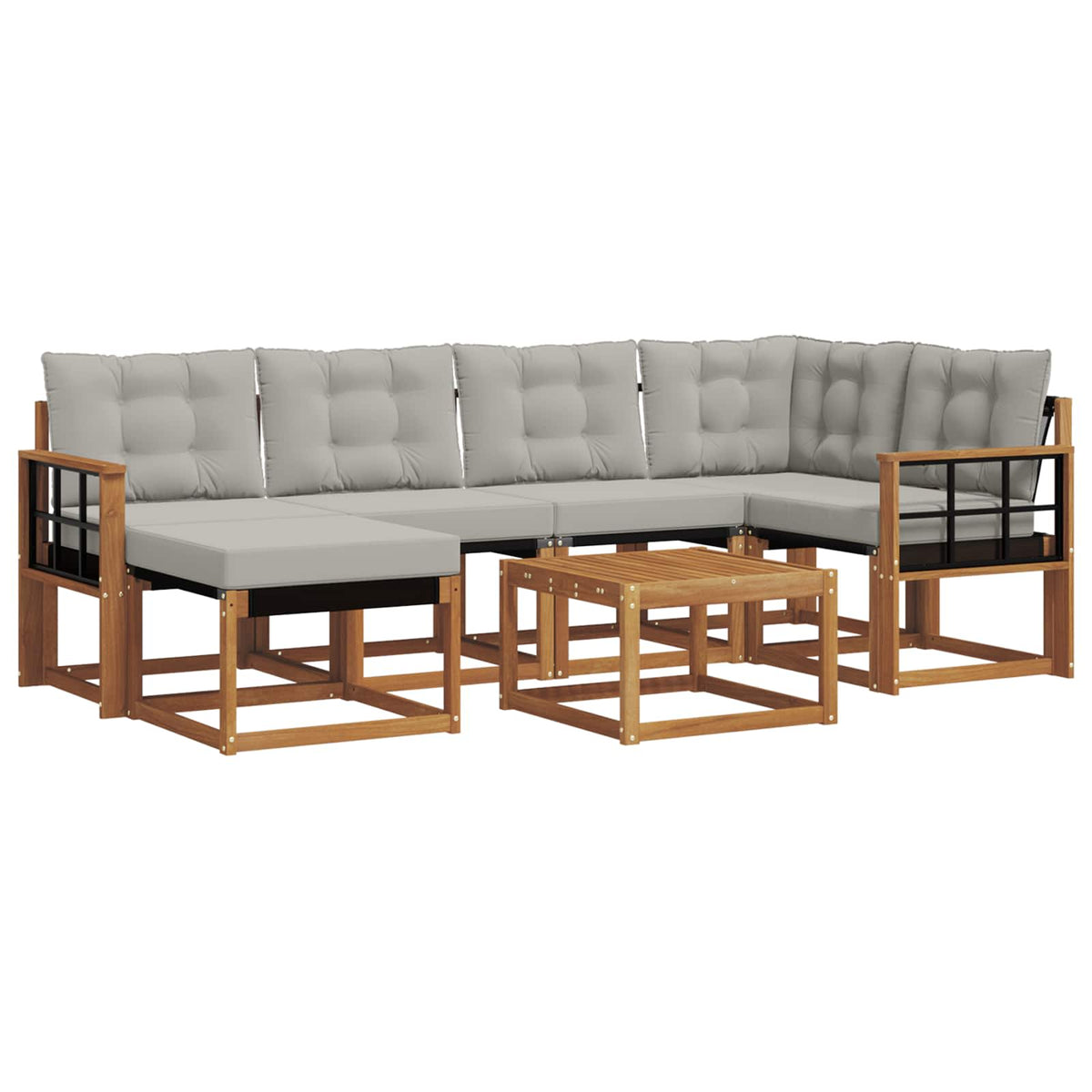 Set vanjskih sofa 7 kom. Prirodna i svijetlo siva