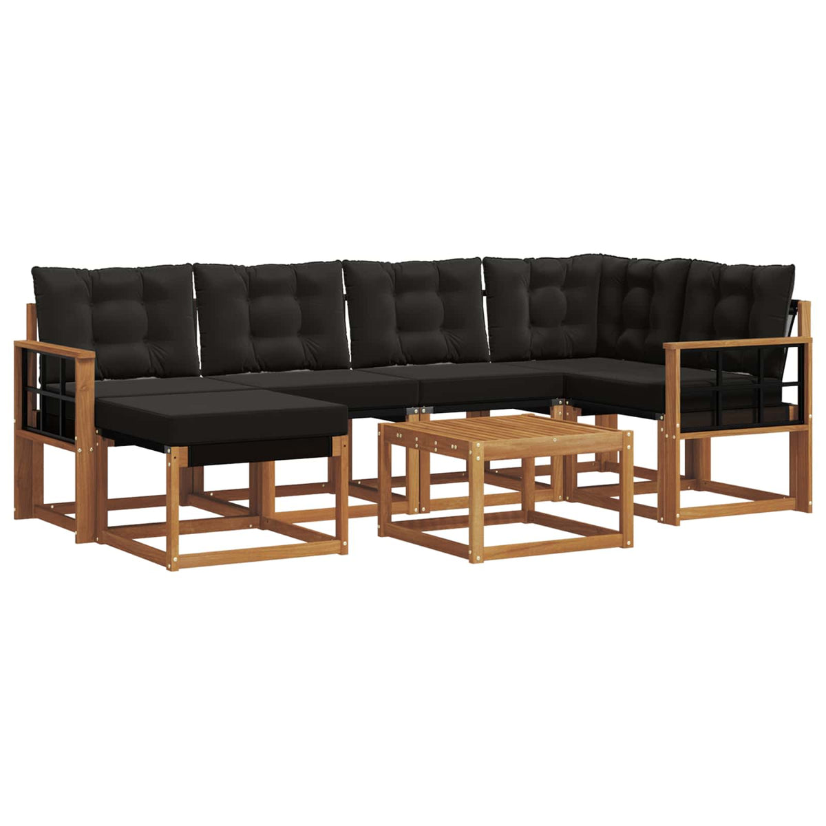 Set vanjskih sofa 7 kom. Prirodna i crna