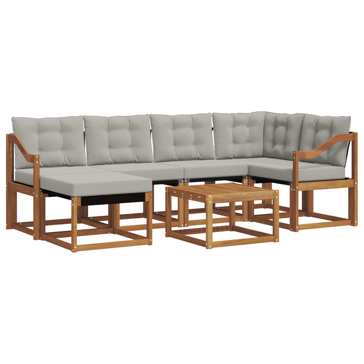 Set vanjskih sofa 7 kom. Prirodna i svijetlo siva