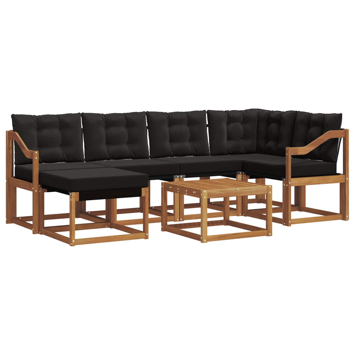 Set vanjskih sofa 7 kom. Prirodna i crna